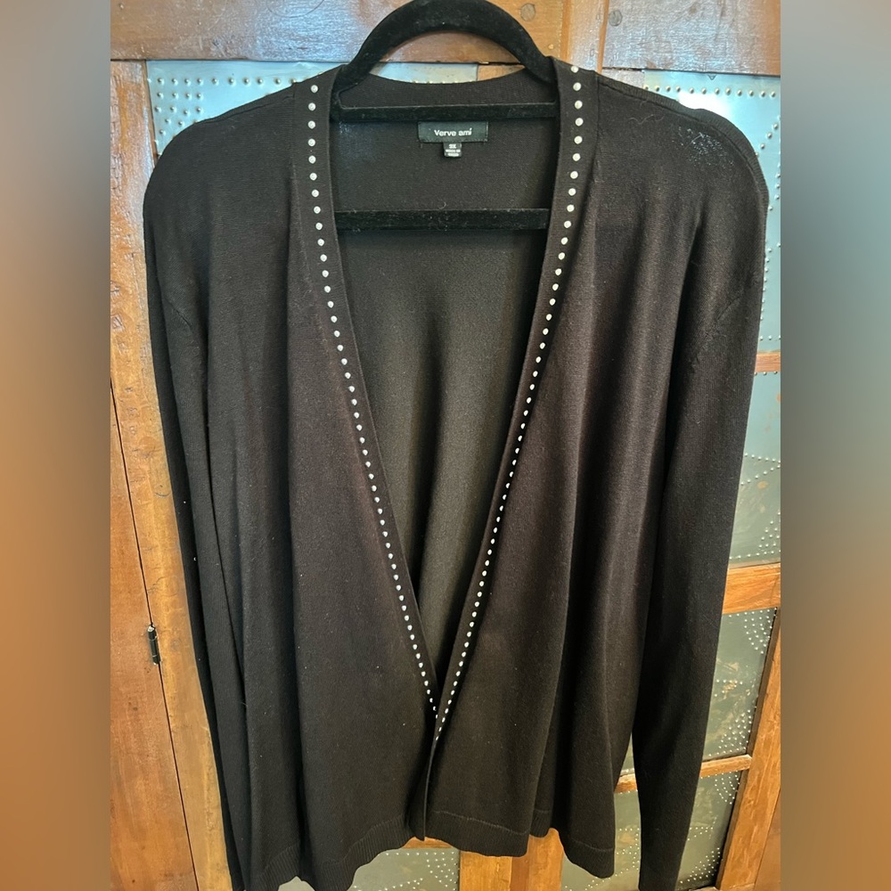 Black open cardigan